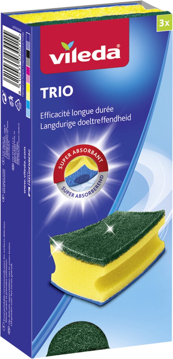 Goedkoopste Vileda Trio Schuurspons 3 Stuks