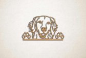 Wanddecoratie - Golden Retriever met pootjes - S - 35x60cm - Eiken - muurdecoratie - Line Art