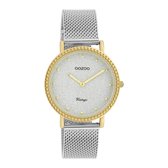 OOZOO Vintage series - Gouden horloge met zilveren metalen mesh armband - C20053 - Ø34
