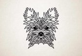 Line Art - Hond - Yorkshire Terrier - XS - 29x25cm - Zwart - geometrische wanddecoratie