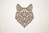 Line Art - Wolf 2 - XS - 30x23cm - Eiken - geometrische wanddecoratie