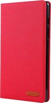 Voor Galaxy Tab A8.0 T290 / T295 (2019) Doek Teature Horizontale Flip PU lederen tas met houder en kaartsleuven (rood)