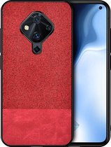 Voor Vivo S1 Pro (Indiase versie) Schokbestendige splitsing PU + doektextuur PC + TPU beschermhoes (rood)