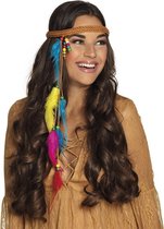 Boland - Accessoires - Hippie Hoofdband met Gekleurde Veren