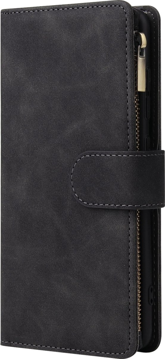 Mobigear Telefoonhoesje geschikt voor Samsung Galaxy A51 Hoesje | Mobigear Zipper Bookcase Portemonnee | Pasjeshouder voor 6 Pasjes | Telefoonhoesje voor Pinpas / OV Kaart / Rijbewijs - Zwart