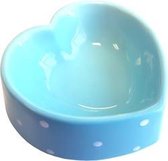 Happy pet voerbak polka dot hart blauw - 16 cm - 1 stuks