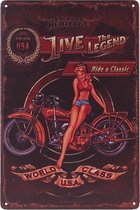 Metalen plaatje - Motor Live the Legend