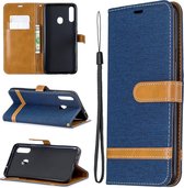 Voor Galaxy A20s Kleuraanpassing Denim Texture Horizontaal Flip Leren Case met Houder & Kaartsleuven & Portemonnee & Lanyard (Navy)