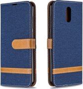 Voor Nokia 2.3 Kleuraanpassing Denim Texture Horizontaal Flip Leather Case met houder & kaartsleuven & Wallet & Lanyard (donkerblauw)