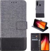 Voor Xiaomi Redmi Note 8T MUMXA MX102 Horizontale flip canvas stiksels lederen tas met houder & kaartsleuven & portemonnee (zwart)