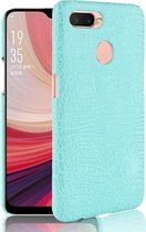 Voor Oppo A12 Shockproof Crocodile Texture PC + PU Case (Lichtgroen)