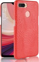 Voor Oppo A12 Shockproof Crocodile Texture PC + PU Case (rood)