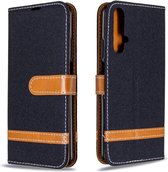 Voor Huawei Honor 20S Kleuraanpassing Denim Texture Horizontaal Flip Leather Case met houder & kaartsleuven & portemonnee & lanyard (zwart)