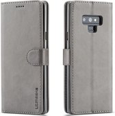 Voor Galaxy Note 9 LC.IMEEKE kalfsleer Horizontale flip lederen tas, met houder & kaartsleuven & portemonnee (grijs)