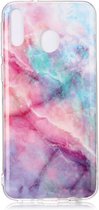 Voor Galaxy M20 gekleurd tekenpatroon IMD-afwerking Soft TPU beschermhoes (roze lucht)