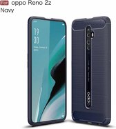 Voor OPPO Reno 2Z Brushed Texture Carbon TPU Case (Navy Blue)