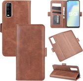 Voor Vivo Y70s Dual-side magnetische gesp horizontale flip lederen tas met houder & kaartsleuven & portemonnee (bruin)