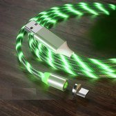 USB naar Micro USB Magnetische zuigkracht Kleurrijke Streamer Oplaadkabel mobiele telefoon, lengte: 1m (groen licht)