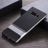 Voor Galaxy Note8 geruite textuur antislip TPU + pc-hoes met houder (spatie zilver)