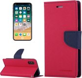 GOOSPERY FANCY DAGBOEK voor iPhone X / XS Cross Texture Horizontale Flip Leren Case met Kaartsleuven & Portemonnee & Houder (Magenta)
