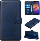 Voor Motorola Moto E6 Play Classic Calf Texture Horizontaal Flip PU lederen tas, met houder & kaartsleuven & portemonnee (blauw)