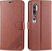 Voor xiaomi CC9 pro AZNS schapenvacht textuur horizontale flip lederen case met houder & kaartsleuven & portemonnee (bruin)