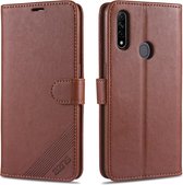 Voor OPPO A8 AZNS schapenvacht textuur horizontale flip lederen case met houder & kaartsleuven & portemonnee (bruin)