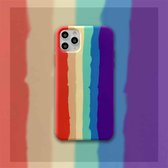 Voor iPhone 11 Pro Max Rainbow vloeibare siliconen schokbestendige dekking beschermhoes