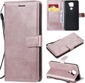 Voor Xiaomi Redmi Note 9 / 10X 4G Effen kleur Horizontale Flip Beschermende lederen tas met houder & kaartsleuven & portemonnee & fotolijst & lanyard (rose goud)