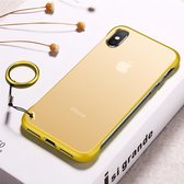 Frosted antislip TPU-beschermhoes met metalen ring voor iPhone XS Max (geel)