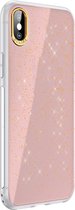 Voor iPhone XS Max SULADA goudfolie TPU-plating beschermhoes (roze)