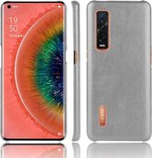 Voor Oppo Find X2 Pro Shockproof Litchi Texture PC + PU Case (grijs)