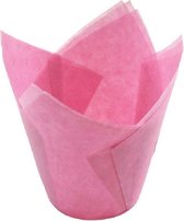 50 stks / set tulp vorm olie hittebestendige cake paper cup (roze)