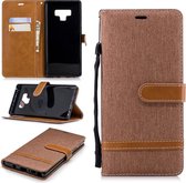 Kleurafstemming Denim Texture Leather Case voor Galaxy Note 9, met houder & kaartsleuven & portemonnee & lanyard (bruin)
