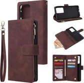 Voor Galaxy S11 Plus Multifunctionele horizontale flip lederen tas, met kaartsleuf en houder en rits Portemonnee en fotolijst (koffie)