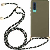 Voor Huawei P30 Tarwestro Materiaal + TPU Beschermhoes met Lanyard (Army Green)