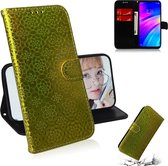 Voor xiaomi redmi 7 / y3 effen kleur kleurrijke magnetische gesp horizontale flip pu lederen case met houder & kaartsleuven & portemonnee & lanyard (goud)