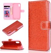 Voor iPhone XS Glitter Poeder Horizontaal Flip Leren Case met Kaartsleuven & Houder & Fotolijst & Portemonnee (Rood)