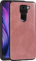 Voor Xiaomi Redmi Note 9 Crazy Horse Getextureerd Kalfsleer PU + PC + TPU Case (Rose Goud)