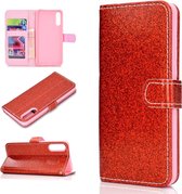 Voor Samsung Galaxy A50 Glitterpoeder Horizontaal Flip Leren Case met Kaartsleuven & Houder & Fotolijst & Portemonnee (Rood)