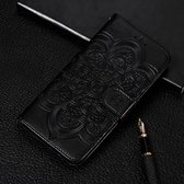 Mandala-reliÃ«fpatroon Horizontaal leren flip-hoesje voor iPhone 11 Pro, met houder & kaartsleuven & portemonnee & fotolijst & lanyard (zwart)