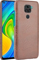 Voor Xiaomi Redmi Note 9 / Redmi 10X 4G Schokbestendige krokodiltextuur PC + PU-hoes (bruin)