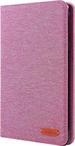 Voor iPad Mini 4/3/2/1 Doek Teature Horizontale Flip PU Leather Case met met houder & kaartsleuven (Rose roze)