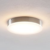 Lindby - LED plafondlamp- met dimmer - 1licht - aluminium, acryl - H: 3.4 cm - mat nikkel, wit - Inclusief lichtbron