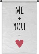 Wandkleed Quotes liefde - Leuk cadeau voor geliefde - Me + you wit Wandkleed katoen 120x180 cm - Wandtapijt met foto XXL / Groot formaat!