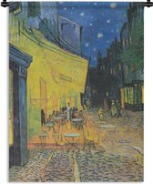 Wandkleed Vincent van Gogh 2 - Caféterras bij nacht - Schilderij van Vincent van Gogh Wandkleed katoen 120x160 cm - Wandtapijt met foto XXL / Groot formaat!