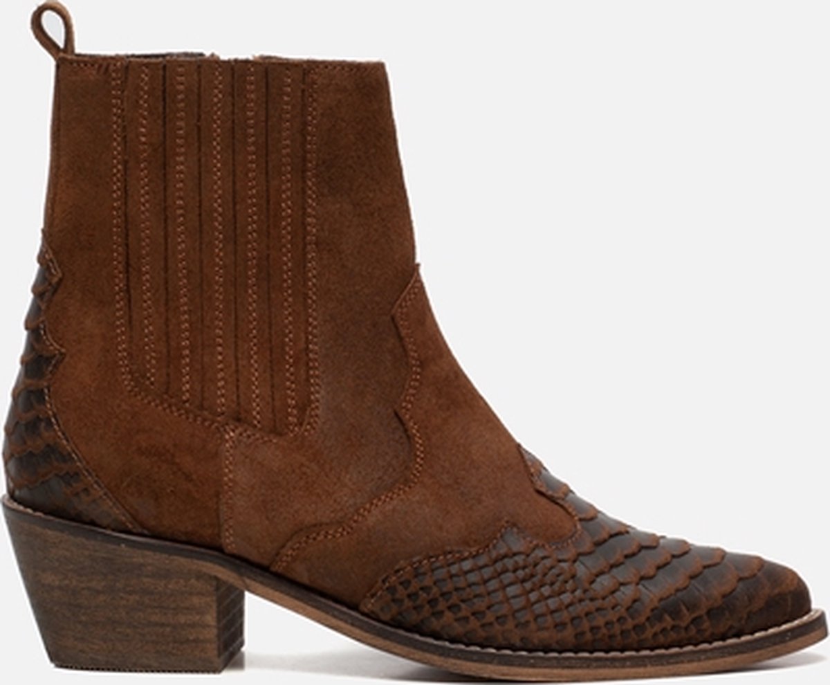 Ann Rocks Western Phyton enkellaarsjes cognac - Maat 42 | bol.com