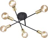 LED Plafondlamp - Plafondverlichting - Nitron Ross - E27 Fitting - 6-lichts - Verstelbaar - Rond - Mat Zwart Aluminium