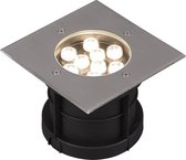 LED Grondspot - Nitron Baliyi - Inbouw Vierkant - 9W - Waterdicht IP65 - Warm Wit 3000K - Mat Nikkel - RVS