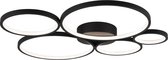 LED Plafondlamp - Nitron Rondy - 49W - Warm Wit 3000K - Dimbaar - Rond - Mat Zwart - Aluminium